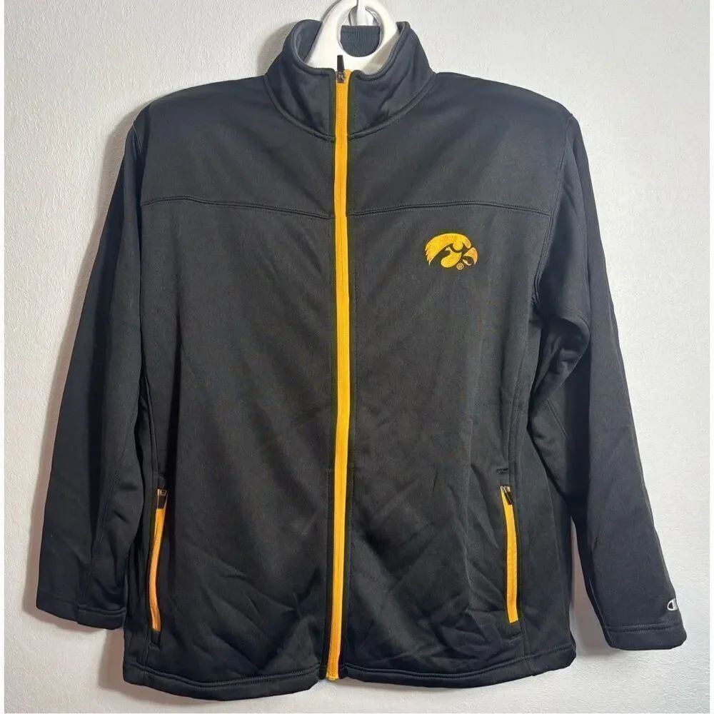 Champion Iowa Hawkeyes Light Jacket Men's Size Large Black Full Zip NCAA